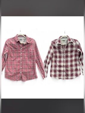 Lot Of 2 Ridgecut Womens Toughwear Plaid Button Downs